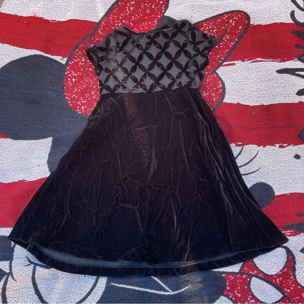 VTG SYLVIA WHYTE BLACK VELVET GEOMETRIC STYLE HOLIDAY DRESS SIZE 6X